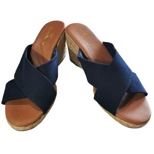 Tommy Bahama Stacey Navy Espadrille Wedge Sandals Sz 8.5